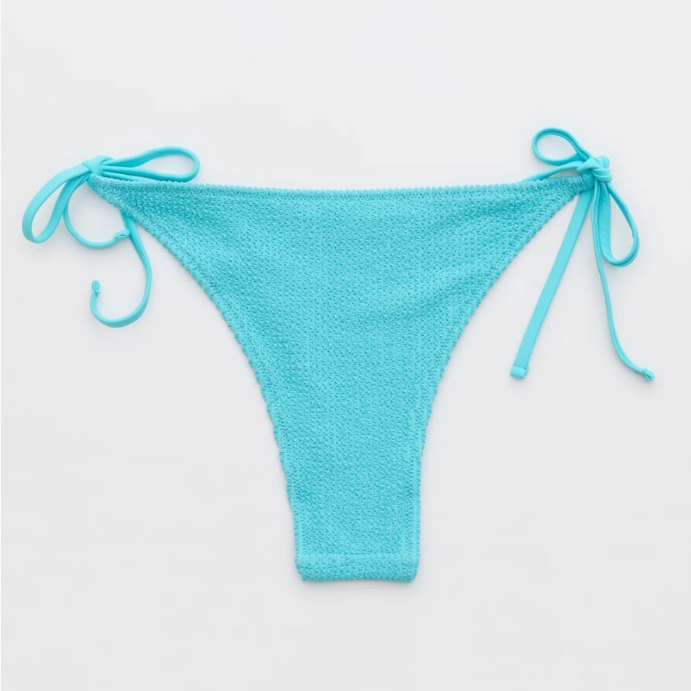 Aerie NWT Shimmery Crinkle Cheekiest Tie Bikini Bottom; Size S - Picture 2 of 2